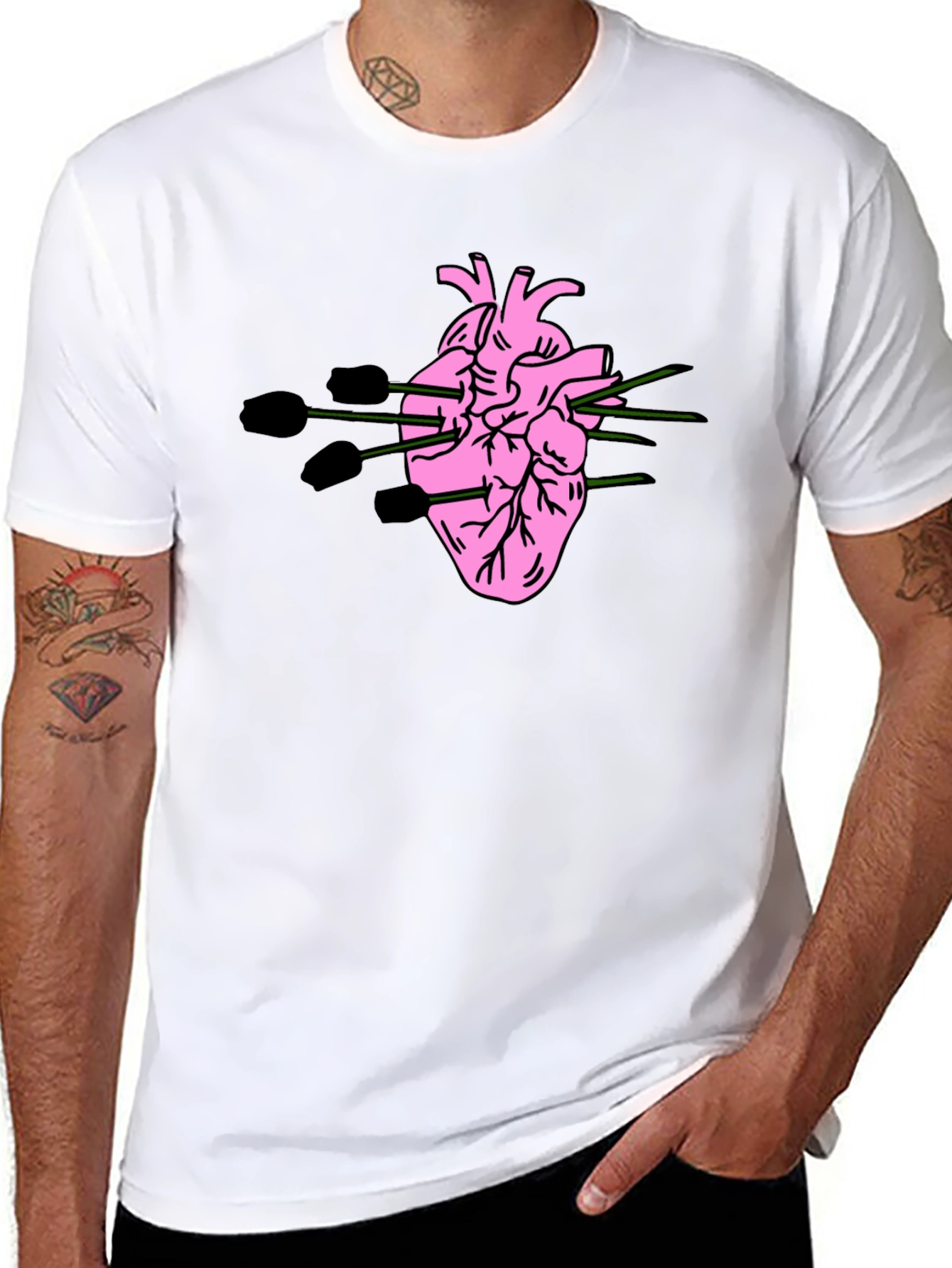 Stabbed Heart Graphic Tee - Black