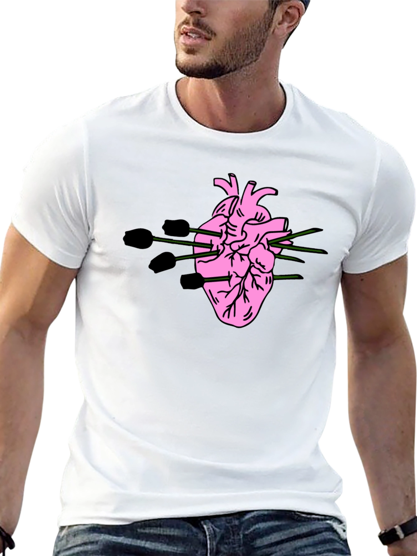 Stabbed Heart Graphic Tee - Black
