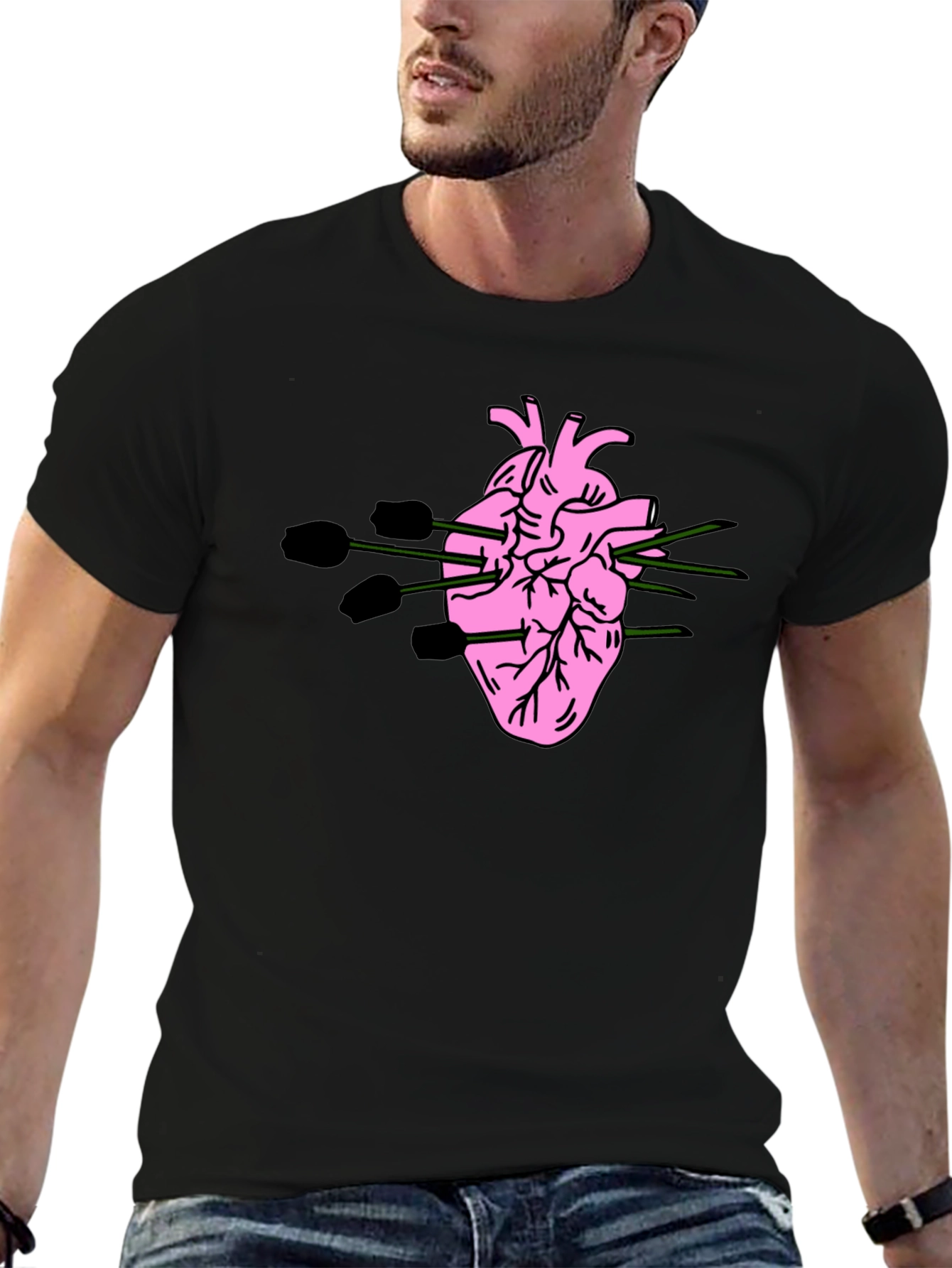 Stabbed Heart Graphic Tee - Black