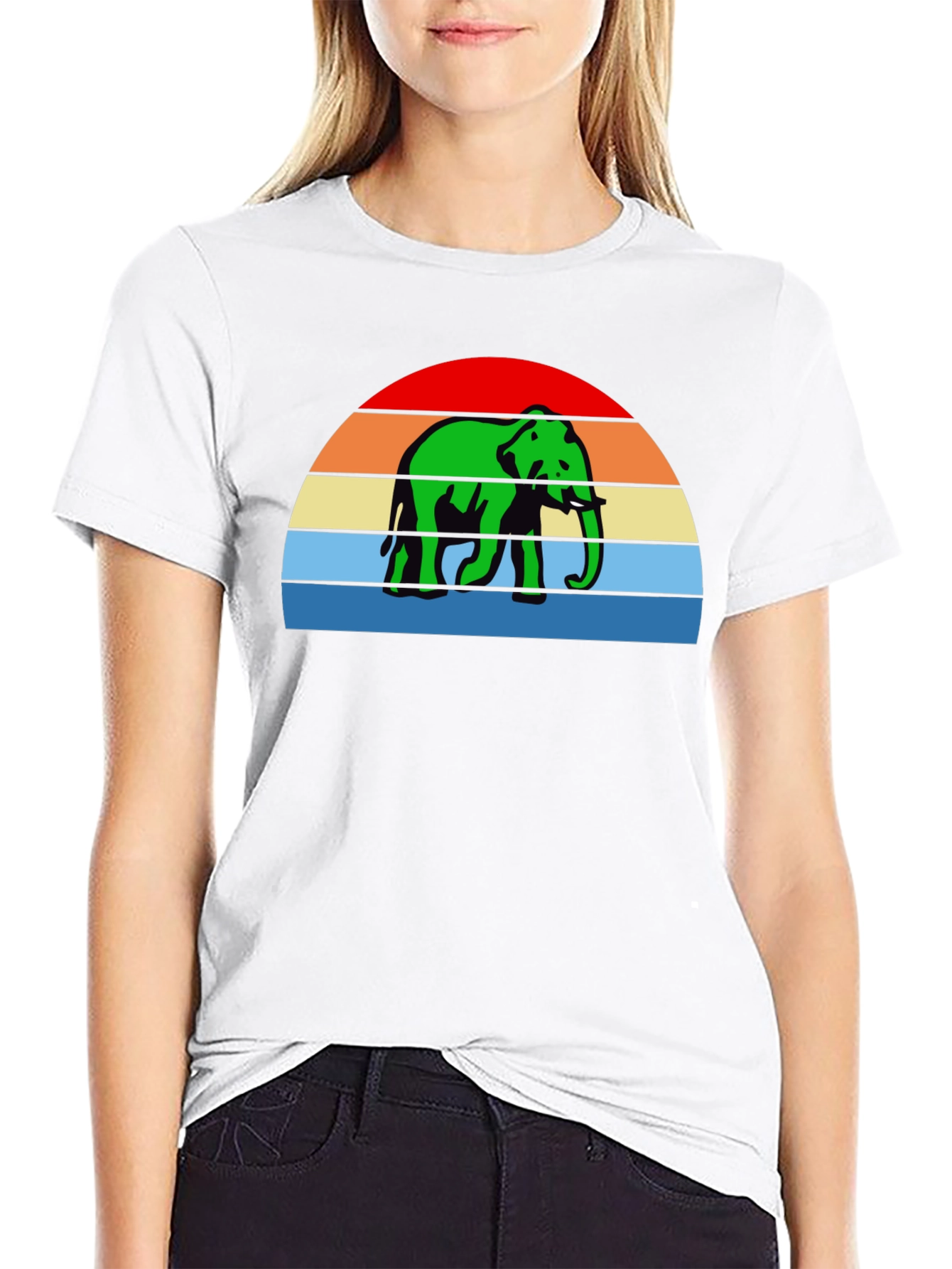 Retro Elephant T-Shirt - Sunset Design