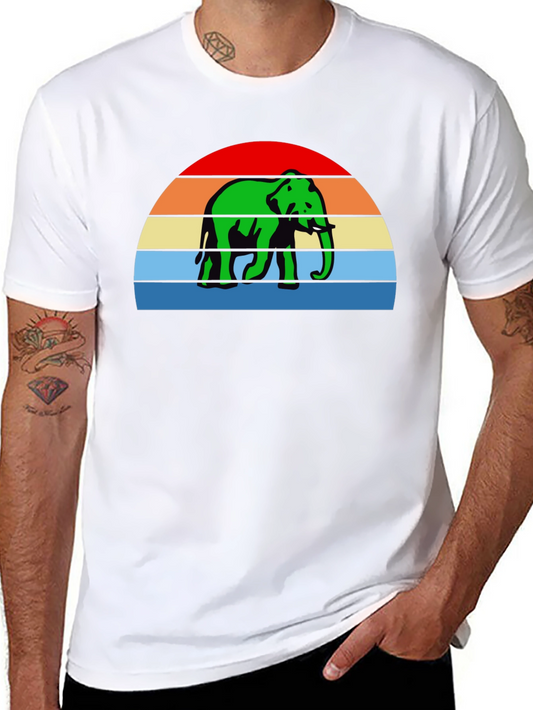 Retro Elephant T-Shirt - Sunset Design