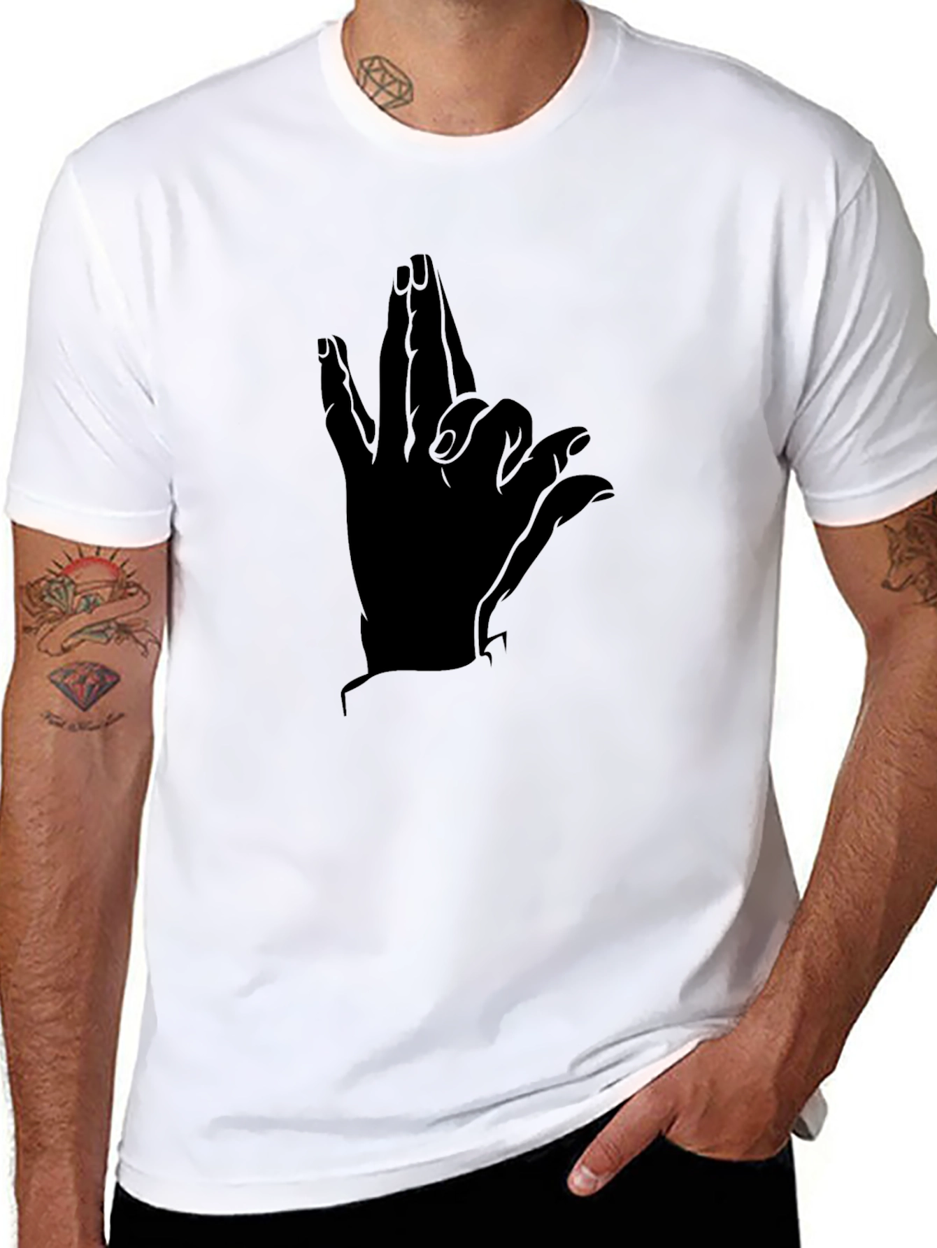 Mens Black Graphic Tee - Hand Design