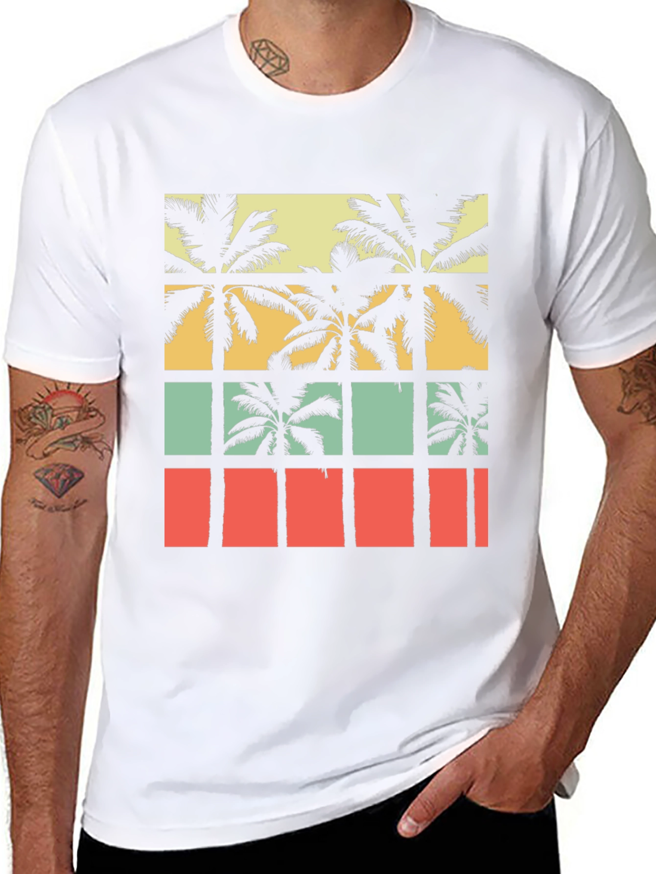Retro Palm Tree Graphic Tee - Black