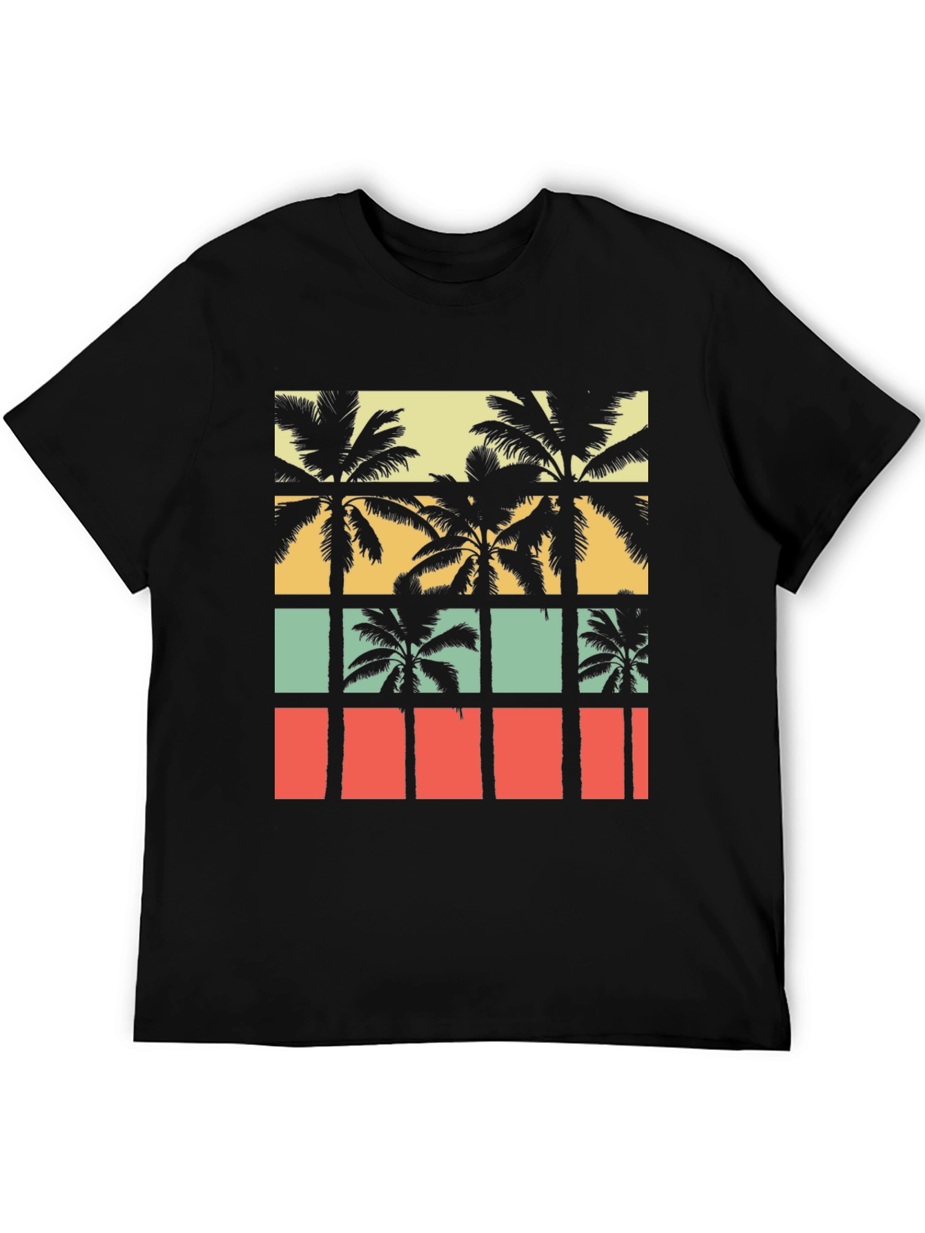 Retro Palm Tree Graphic Tee - Black
