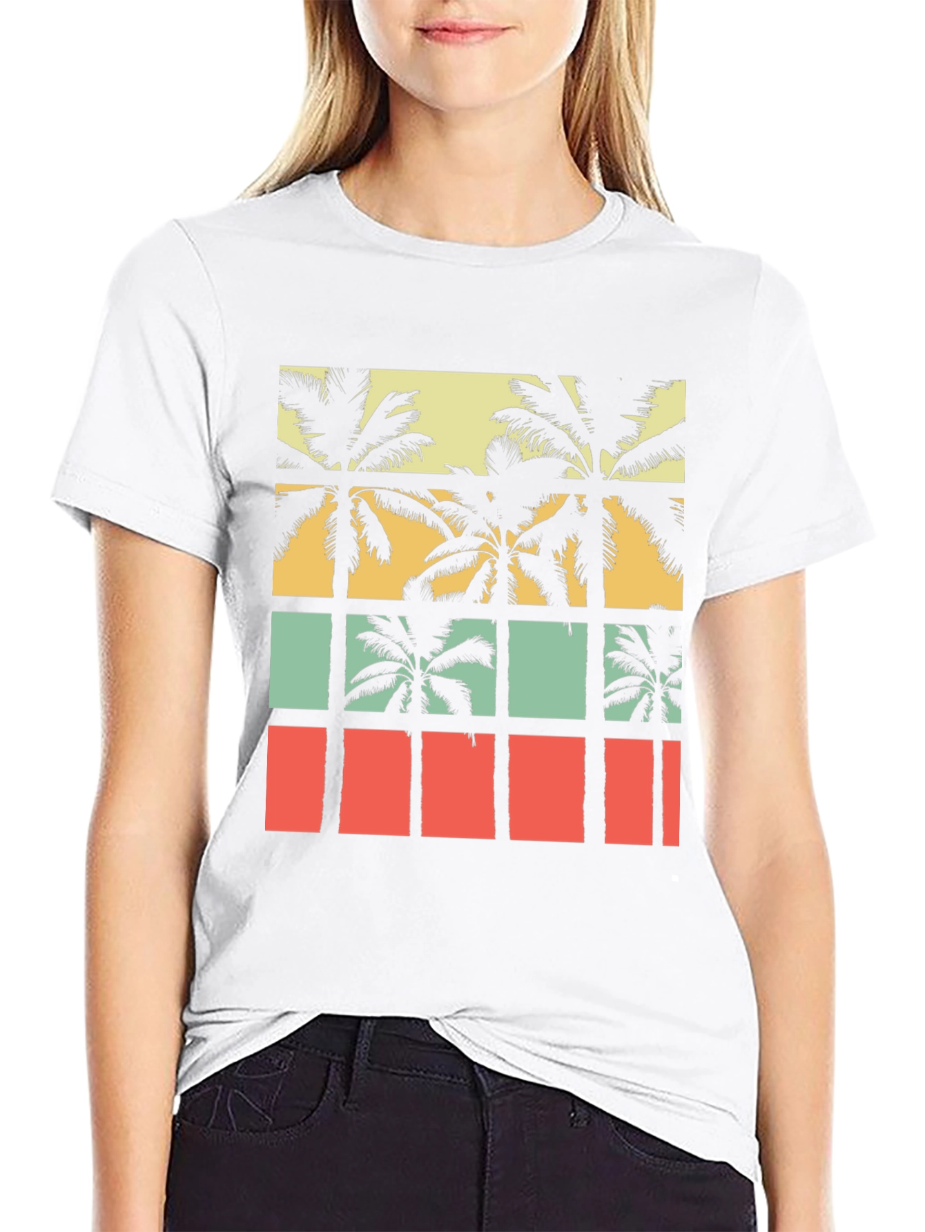 Retro Palm Tree Graphic Tee - Black