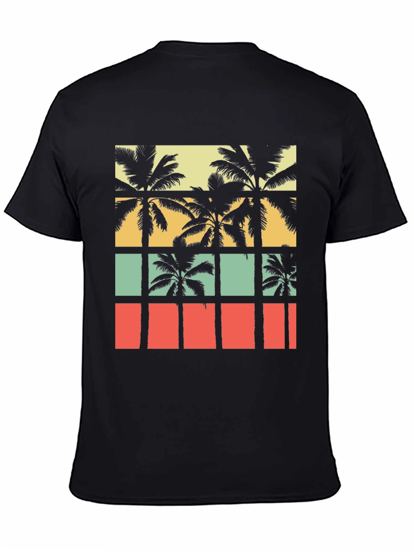 Retro Palm Tree Graphic Tee - Black