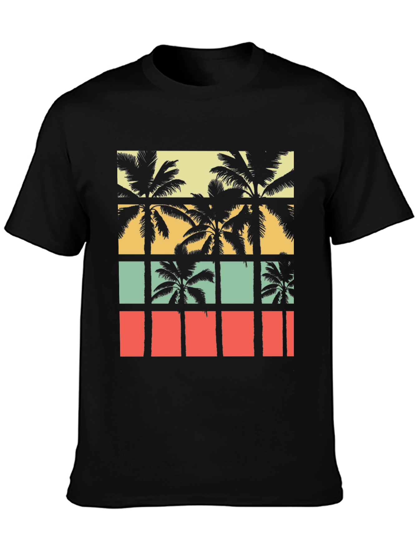 Retro Palm Tree Graphic Tee - Black