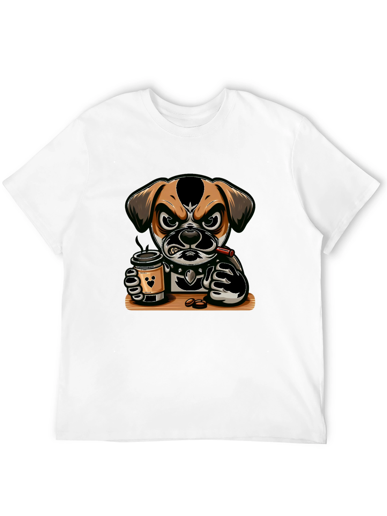 Cool Dog Coffee Lover Graphic Tee - Black
