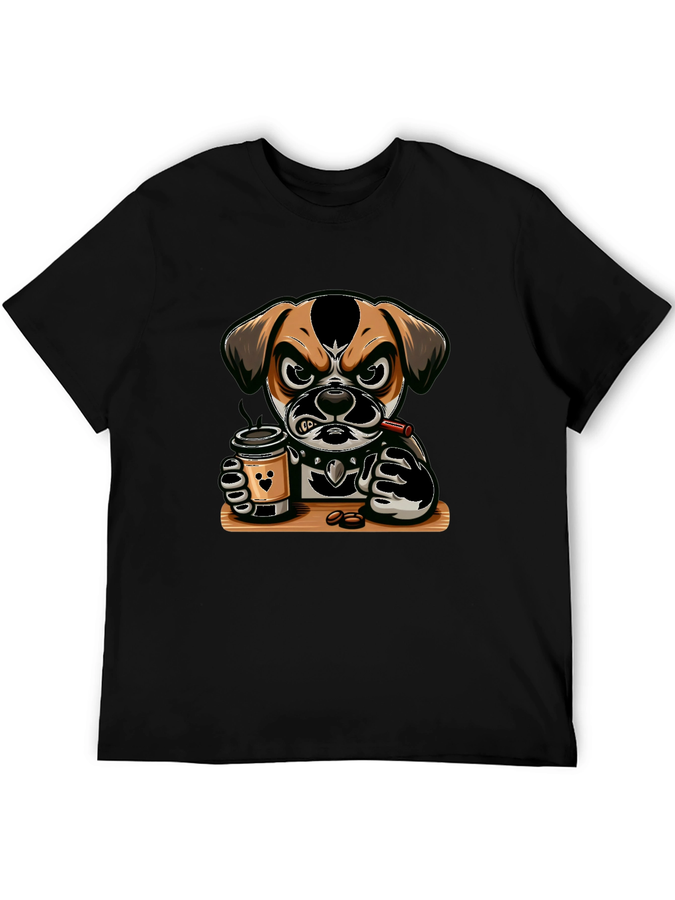 Cool Dog Coffee Lover Graphic Tee - Black