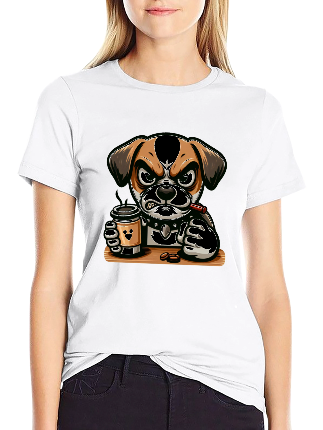 Cool Dog Coffee Lover Graphic Tee - Black