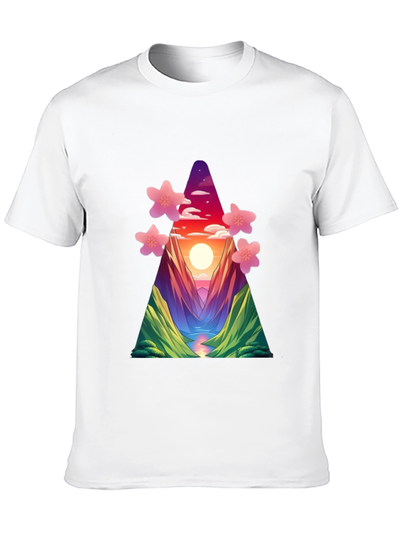 Sunset Mountain Blossom T-Shirt - Unique Design