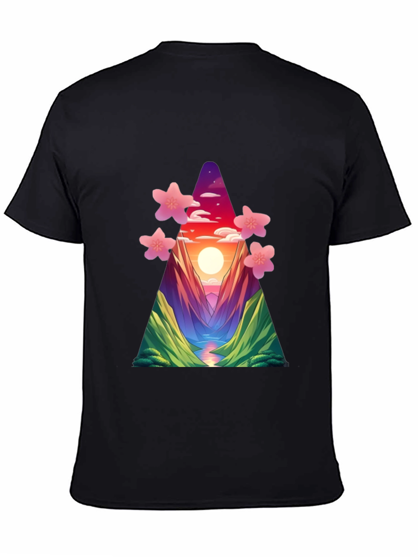 Sunset Mountain Blossom T-Shirt - Unique Design