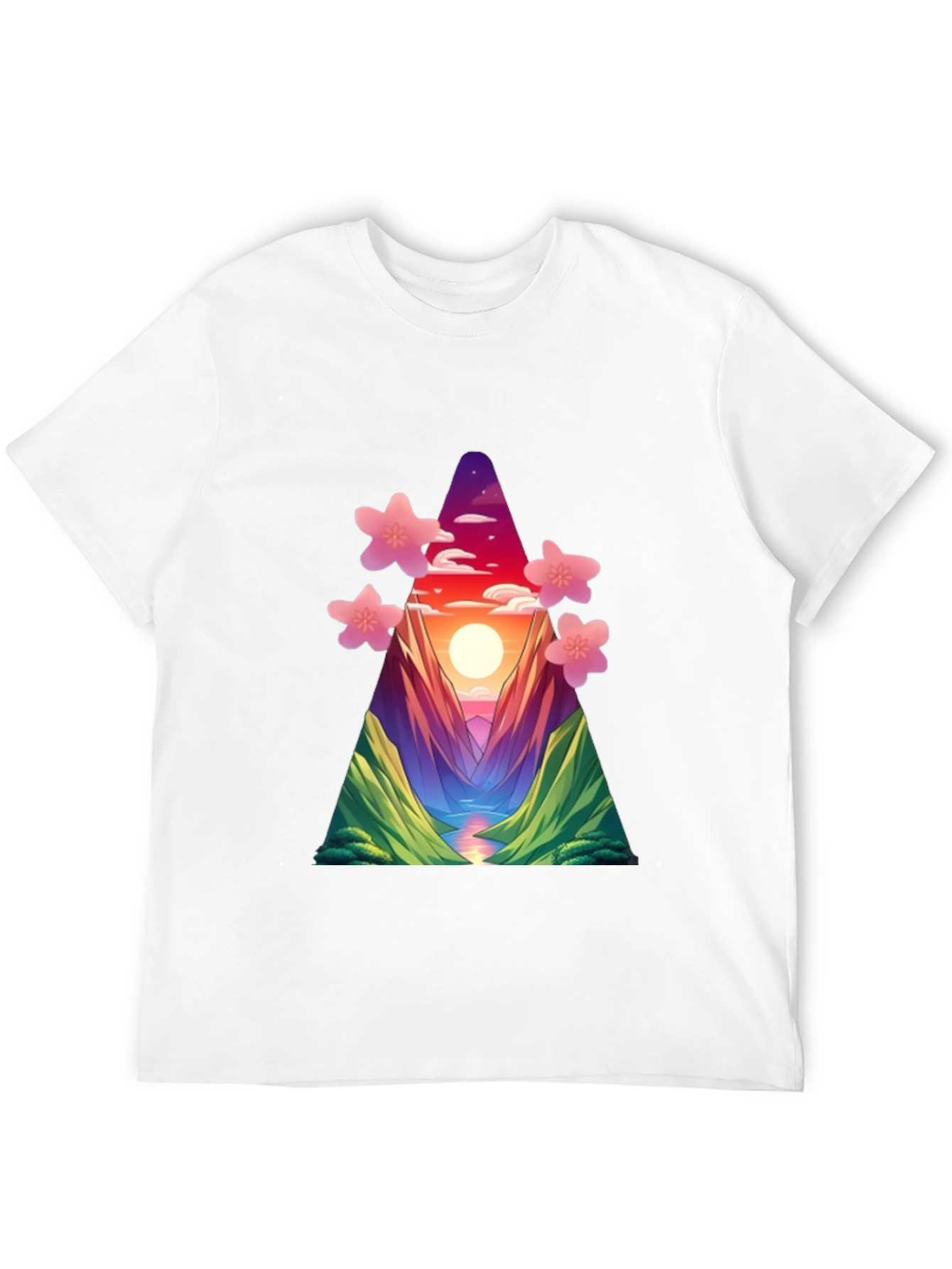 Sunset Mountain Blossom T-Shirt - Unique Design