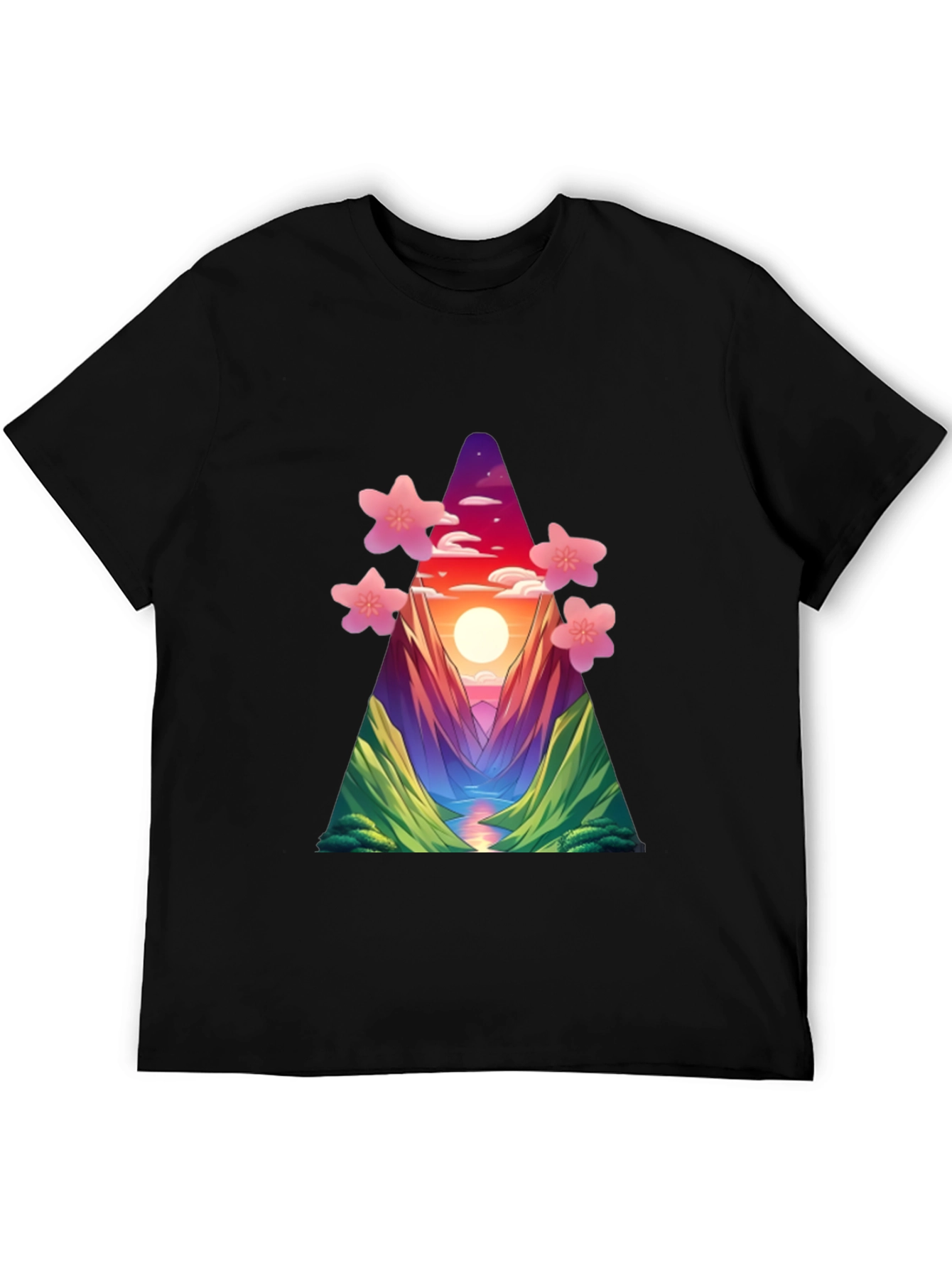 Sunset Mountain Blossom T-Shirt - Unique Design