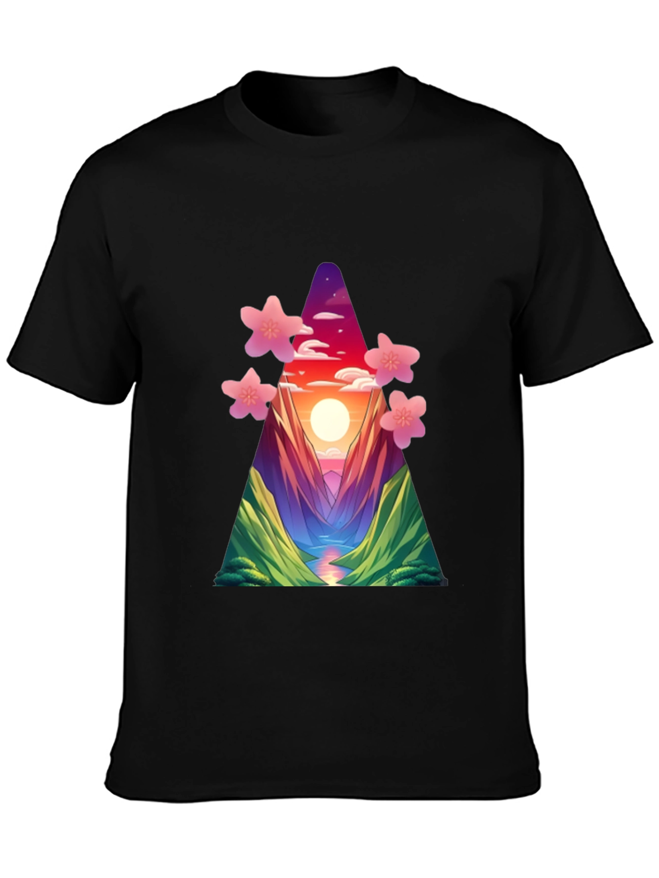 Sunset Mountain Blossom T-Shirt - Unique Design