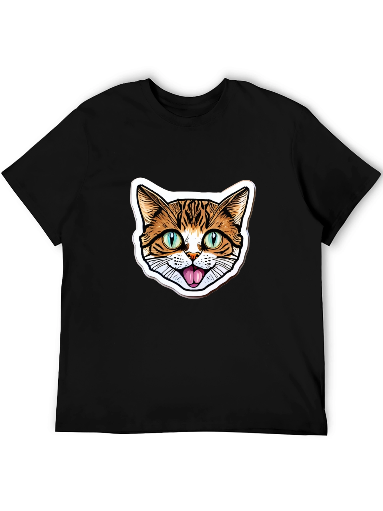 Cat Face Graphic Black T-Shirt