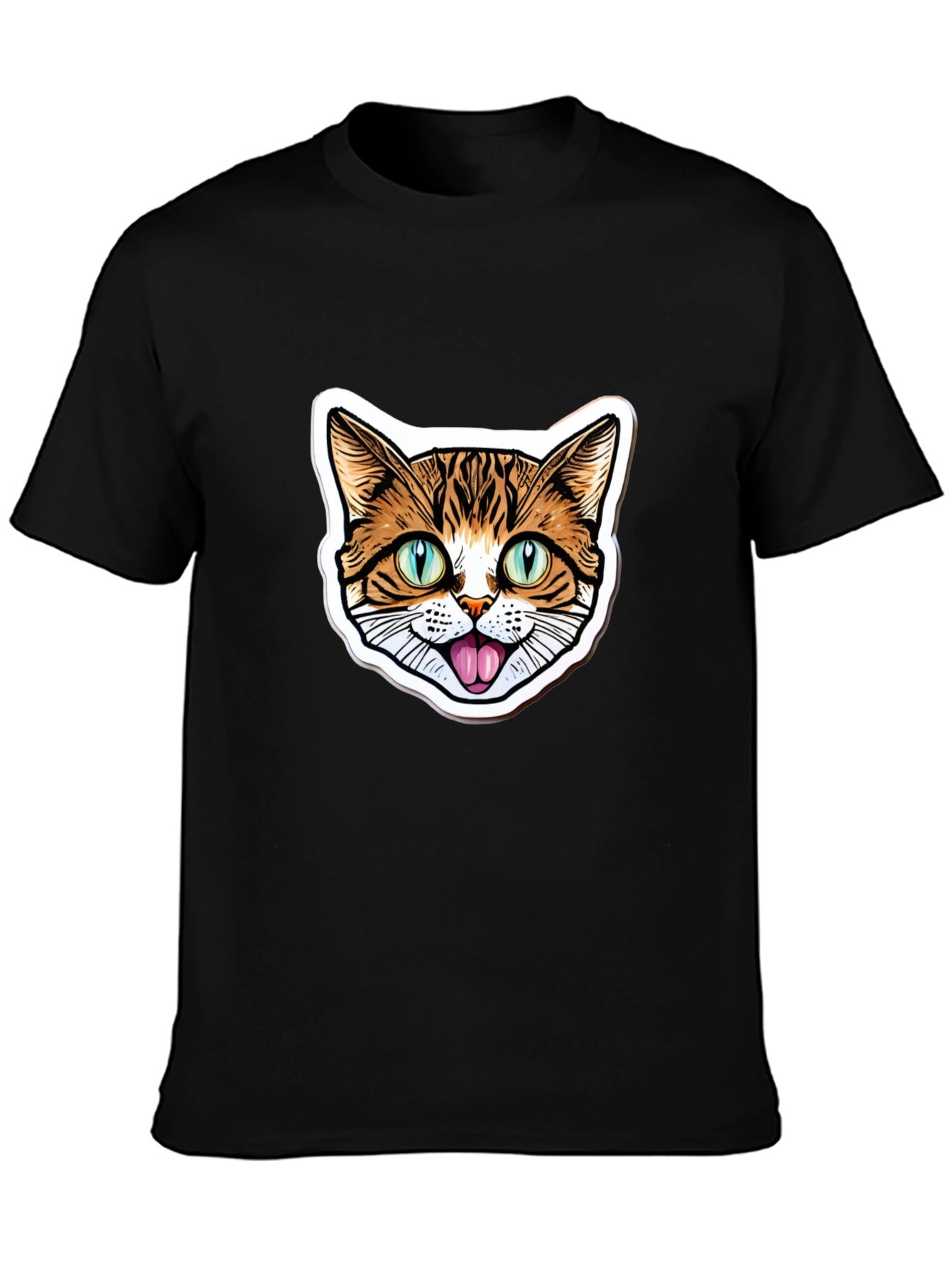 Cat Face Graphic Black T-Shirt