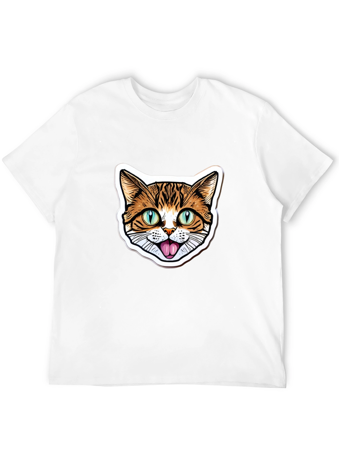 Cat Face Graphic Black T-Shirt