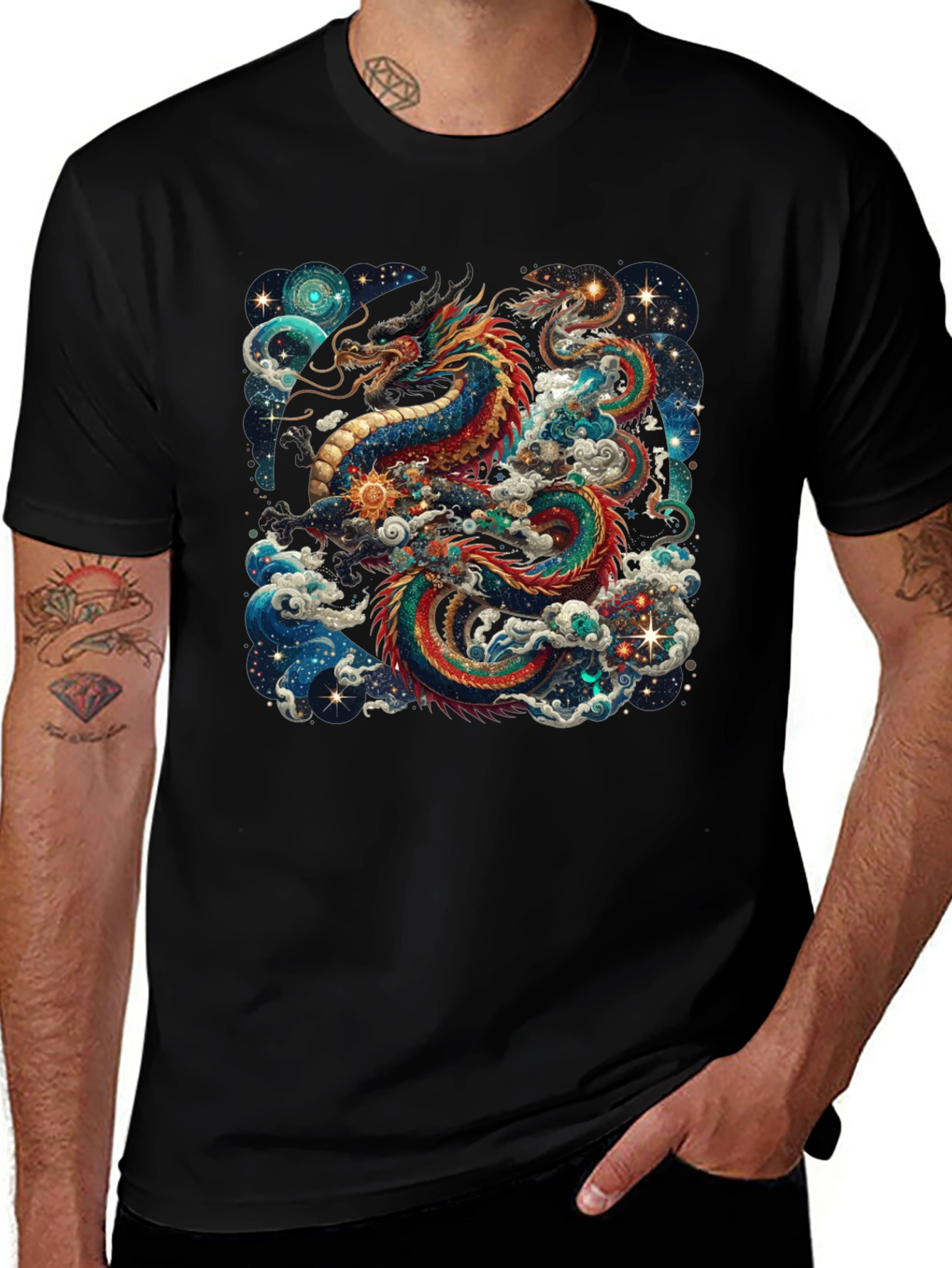 Celestial Dragon Graphic Tee - Cosmic Style