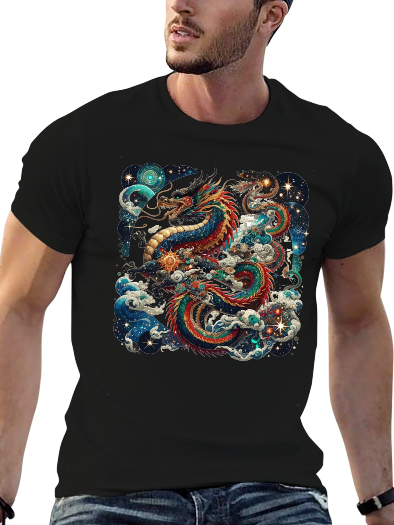 Celestial Dragon Graphic Tee - Cosmic Style