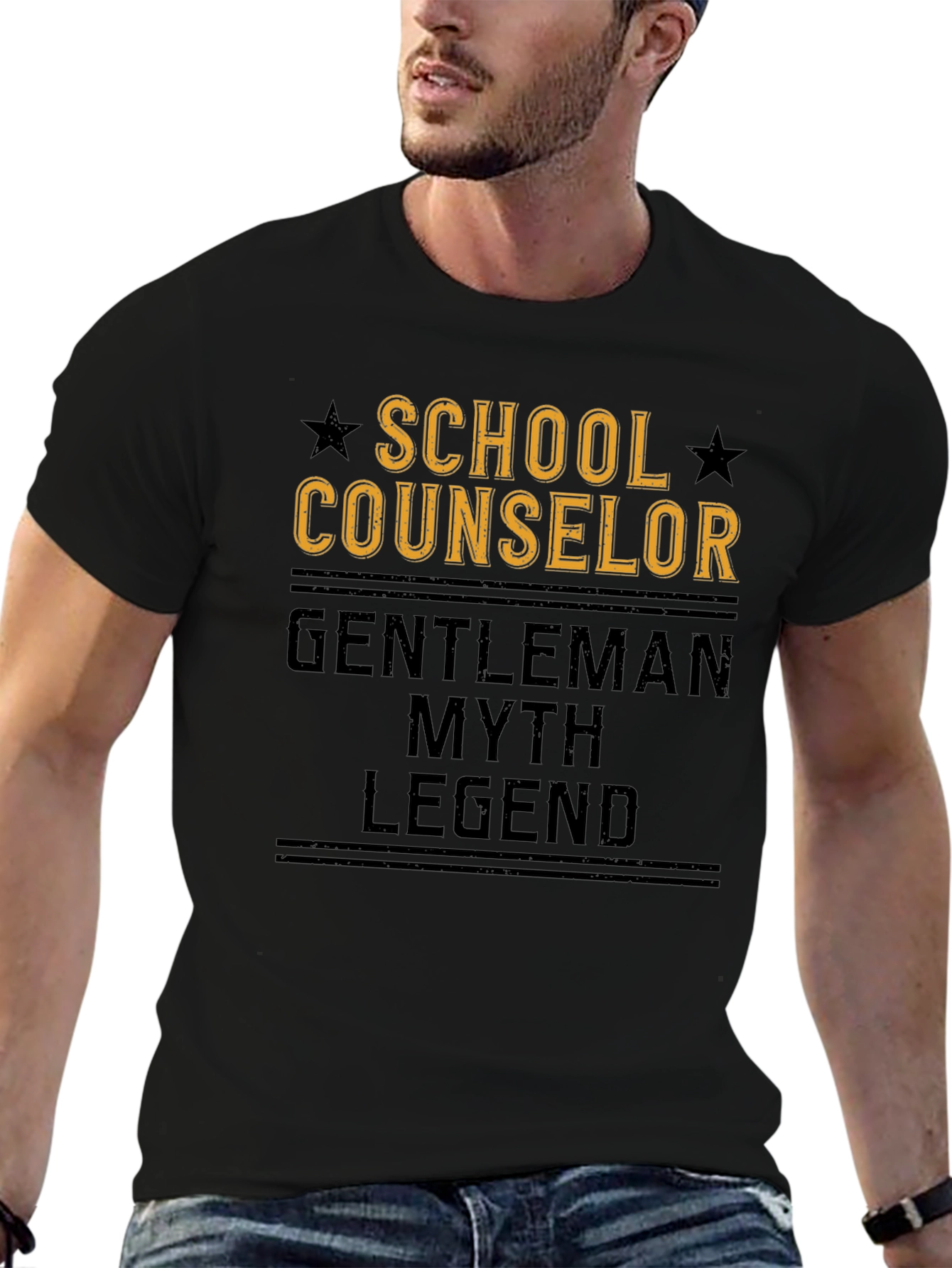 School Counselor Gentleman Myth Legend Black T-Shirt
