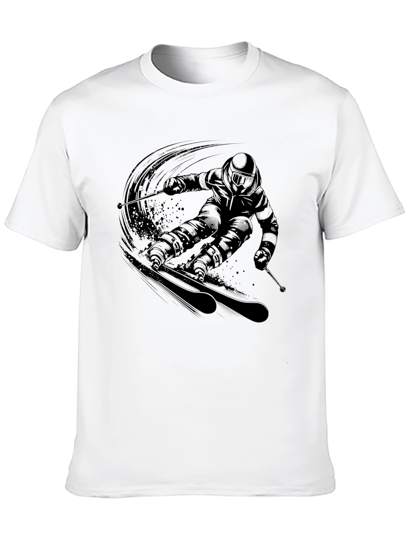 Mens Black Skiing Graphic Tee