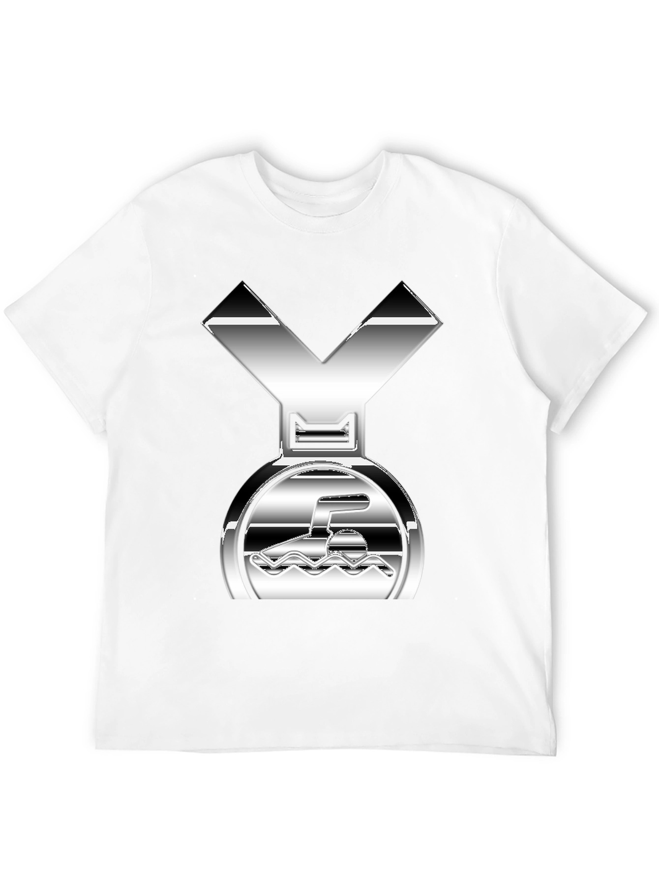 Swimming Medal Graphic Tee - Silver Design