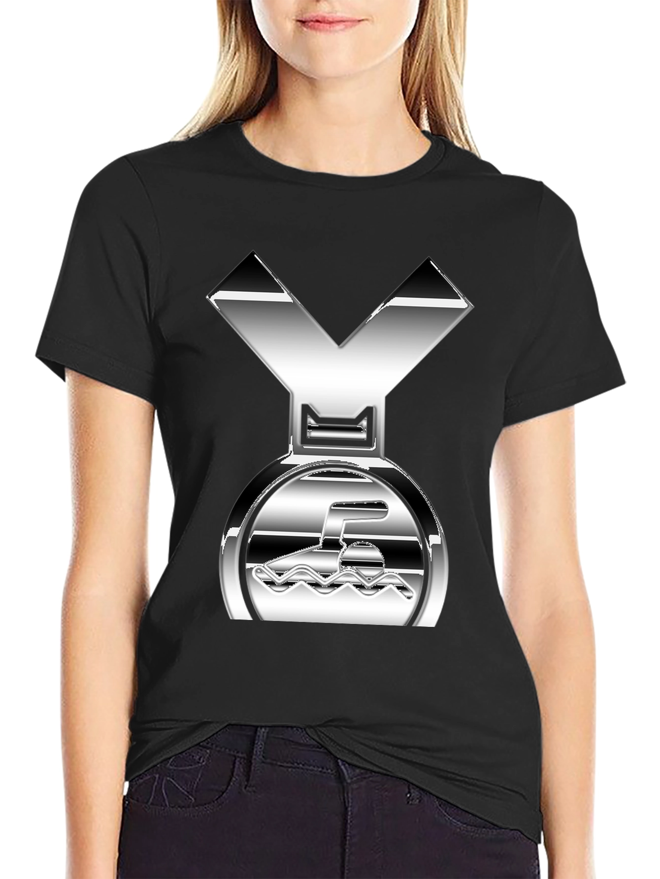 Swimming Medal Graphic Tee - Silver Design