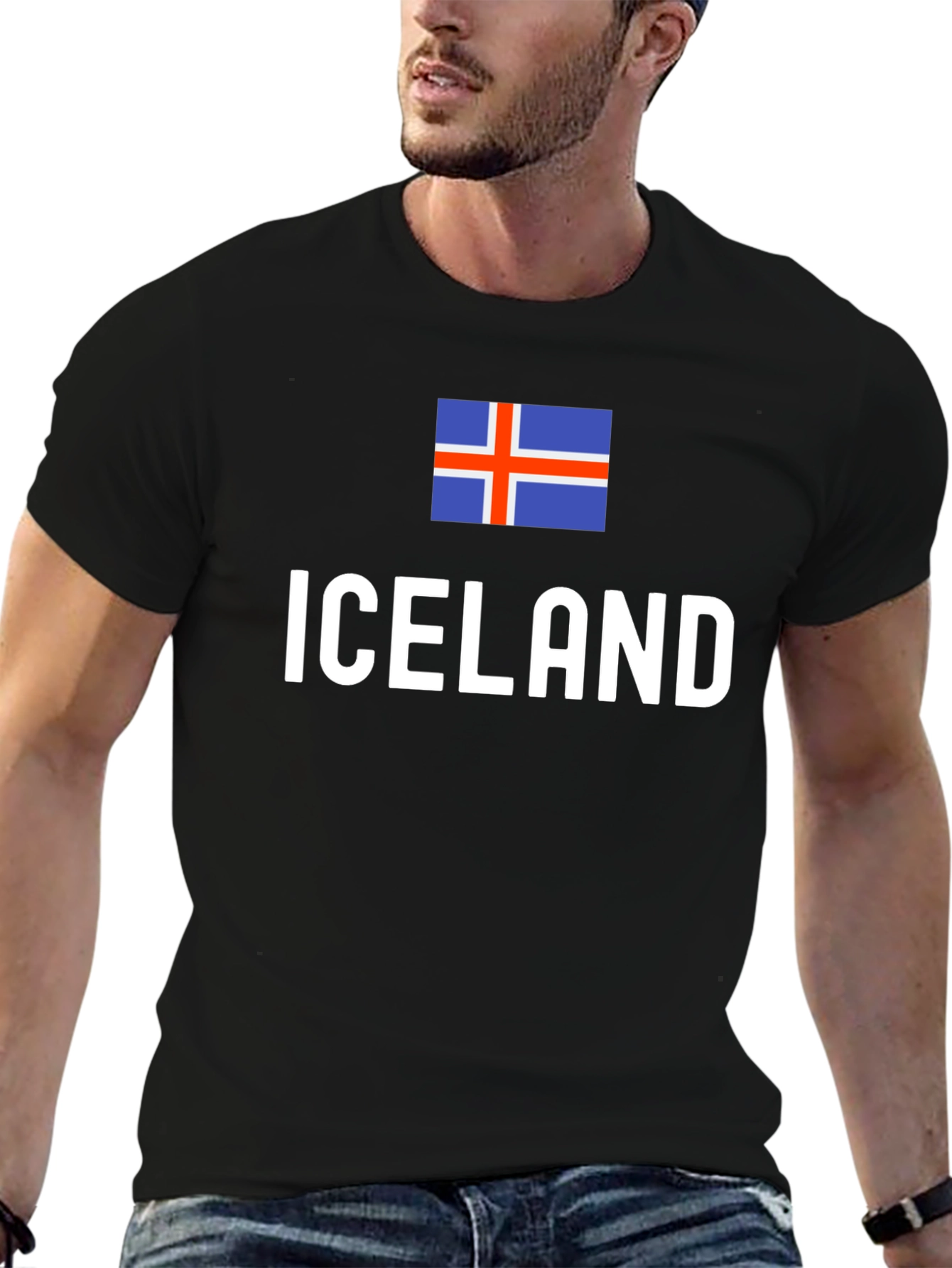 Iceland Flag Graphic T-Shirt - Black