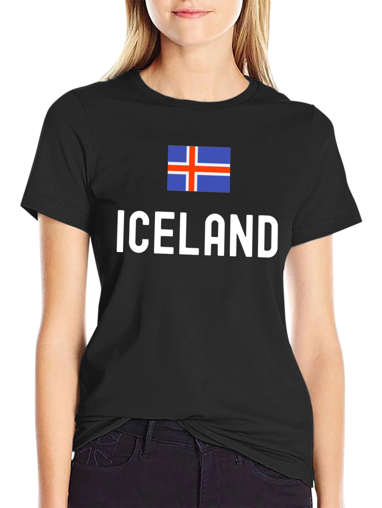 Iceland Flag Graphic T-Shirt - Black