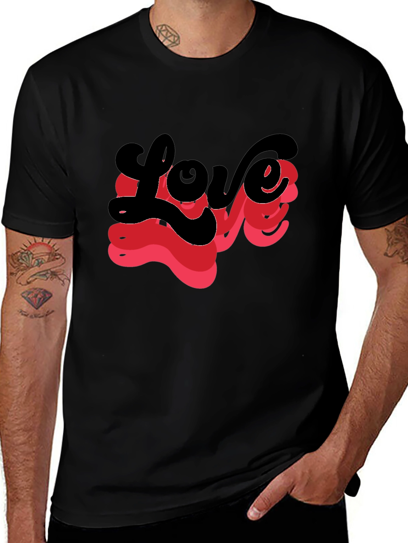Love T-Shirt - Retro Design Black Tee