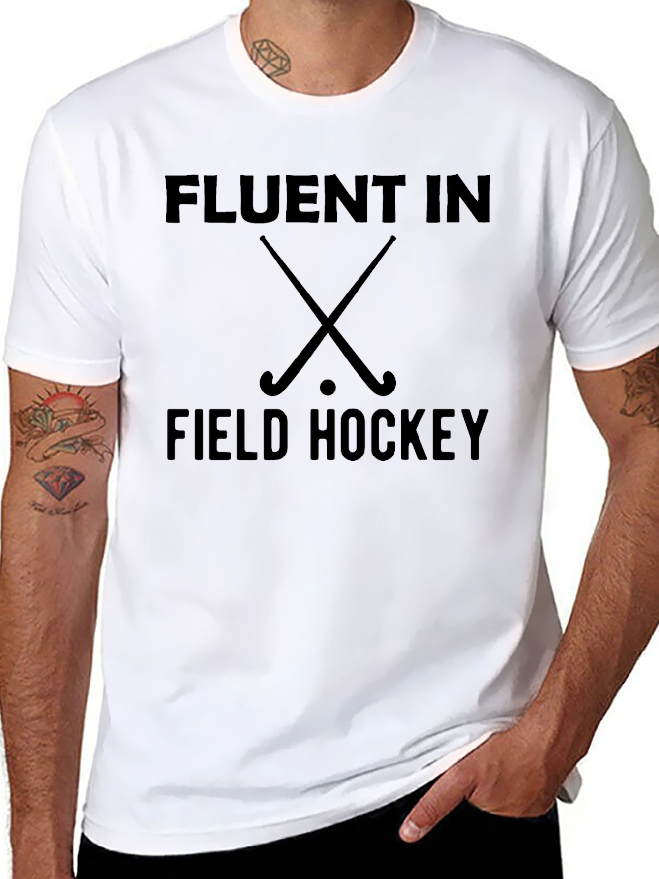 Fluent In Field Hockey Black T-Shirt