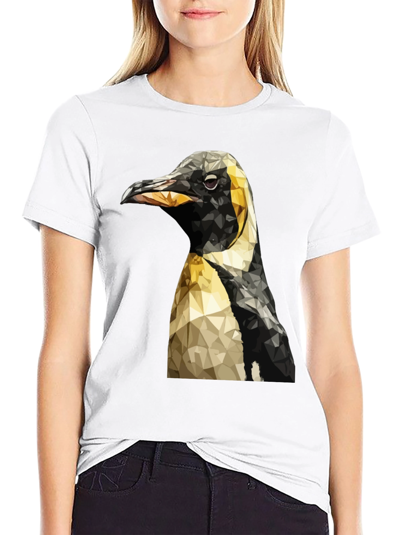 Geometric Penguin Graphic T-Shirt - Black