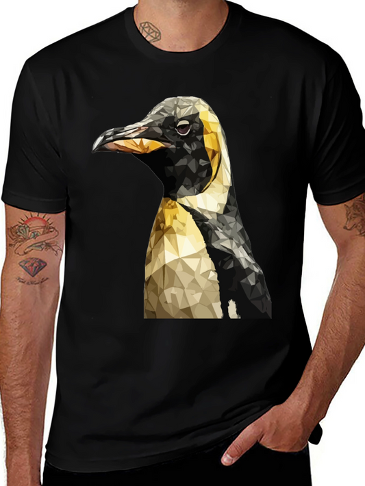 Geometric Penguin Graphic T-Shirt - Black