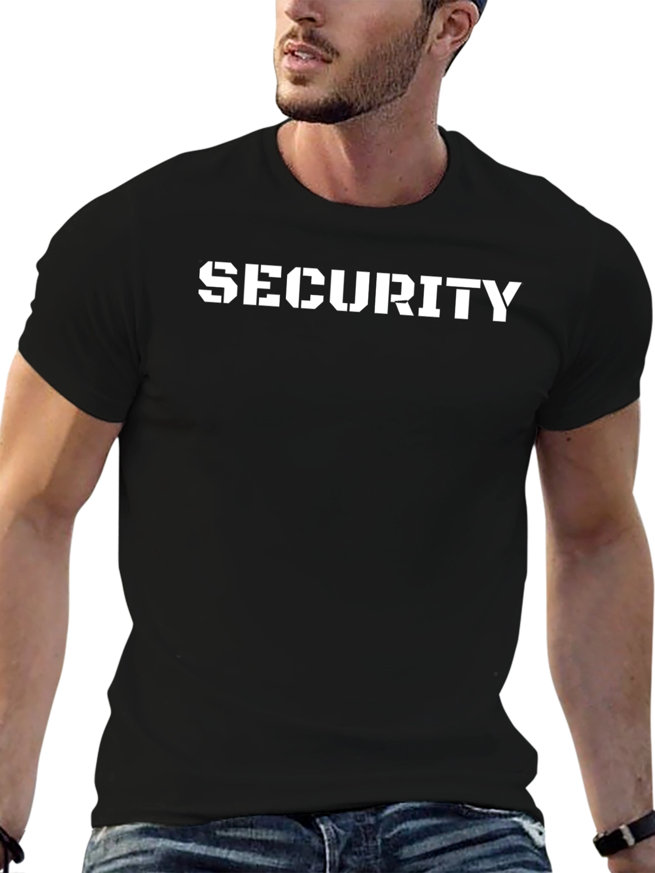 Security T-Shirt - Stencil Font Black Tee