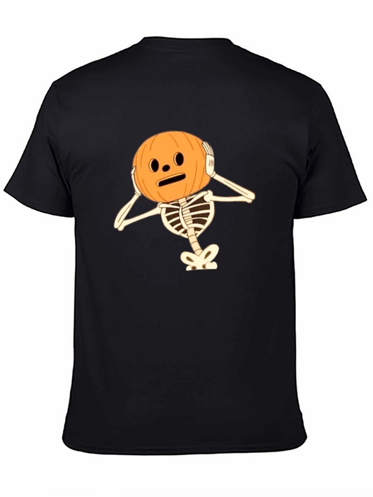 Skeleton Pumpkin Head Halloween T-Shirt