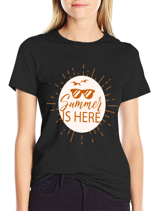 Summer Is Here Graphic Tee - Black Casual Shirt