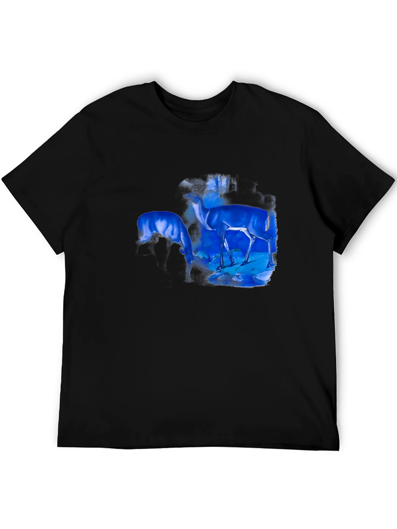 Deer Graphic Print Black T-Shirt