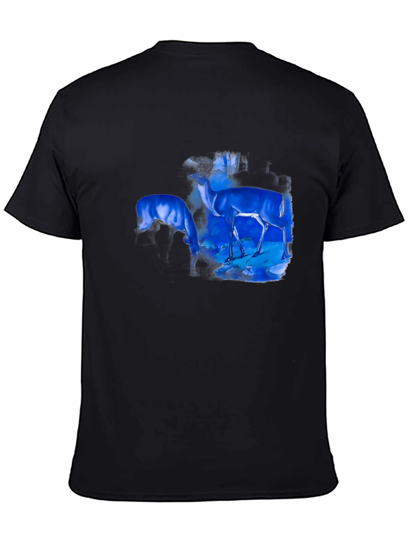 Deer Graphic Print Black T-Shirt