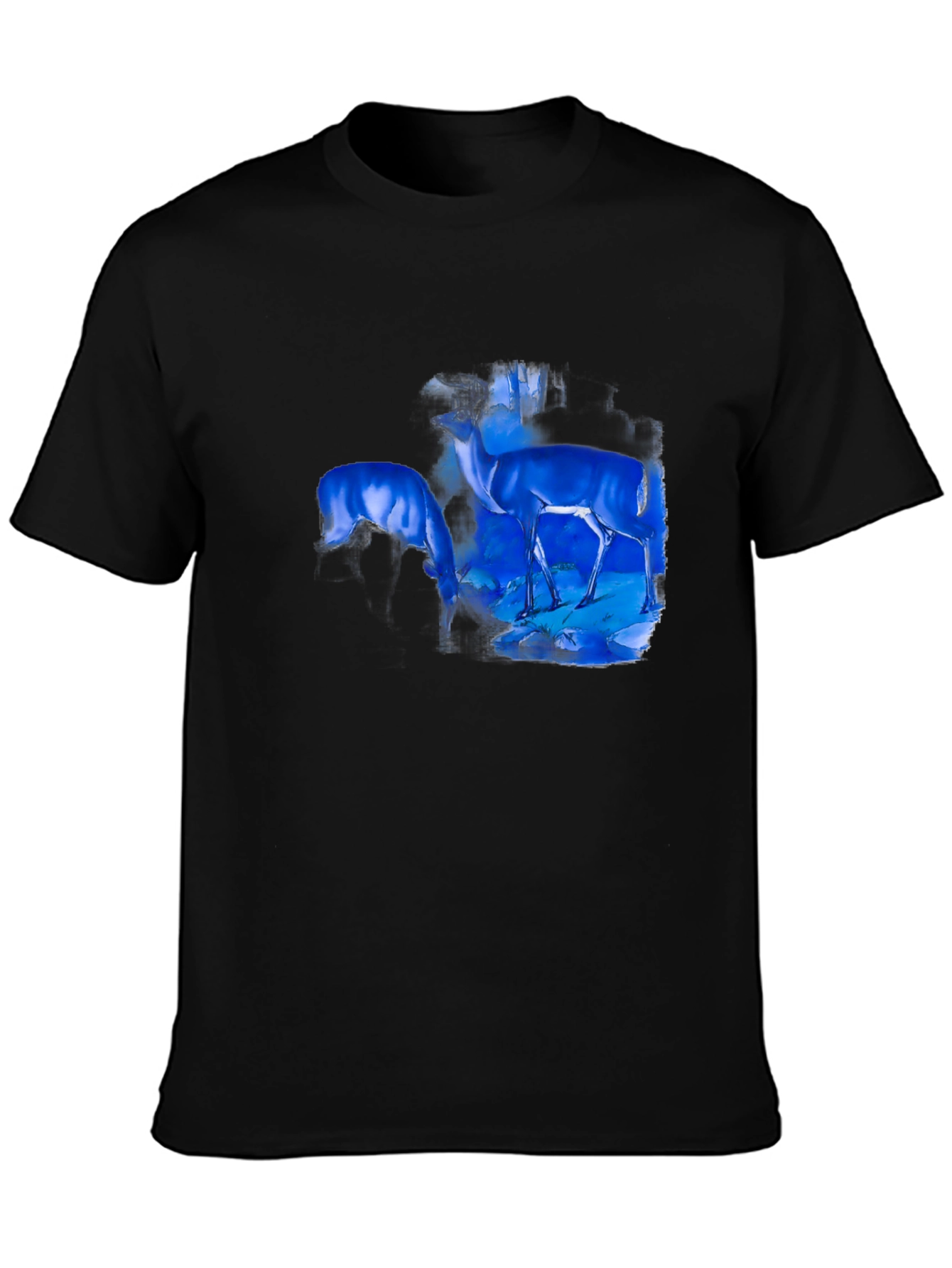Deer Graphic Print Black T-Shirt