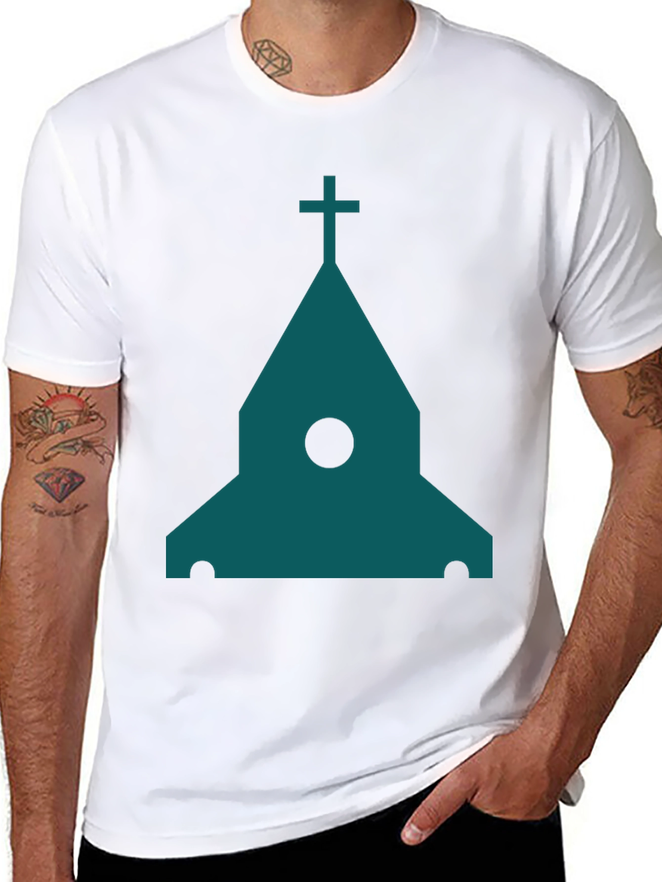 Modern Church Graphic Tee - Black Cotton Blend