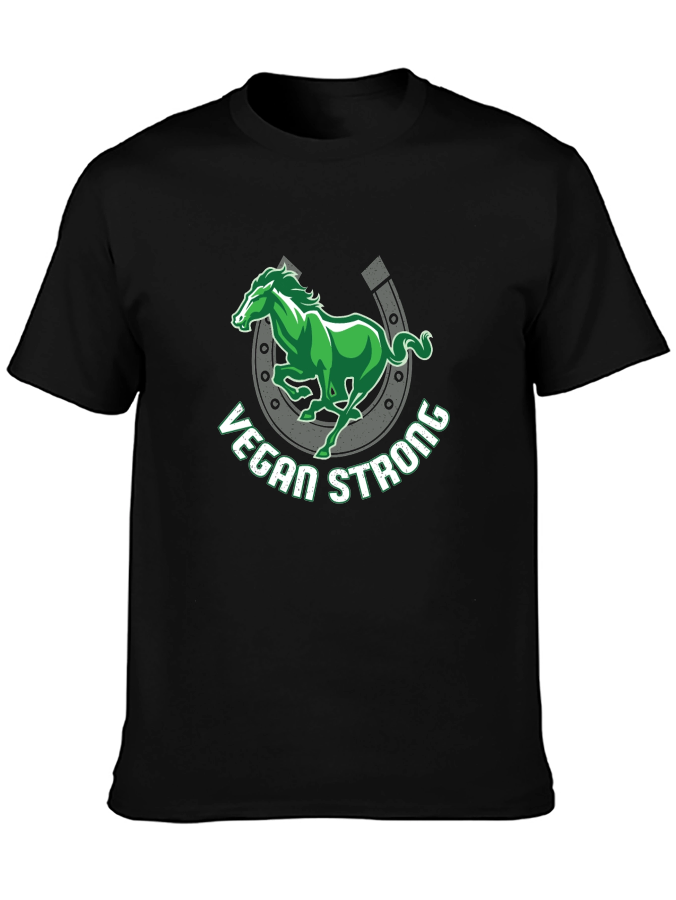 Vegan Strong Horse Graphic Tee - Black T-Shirt