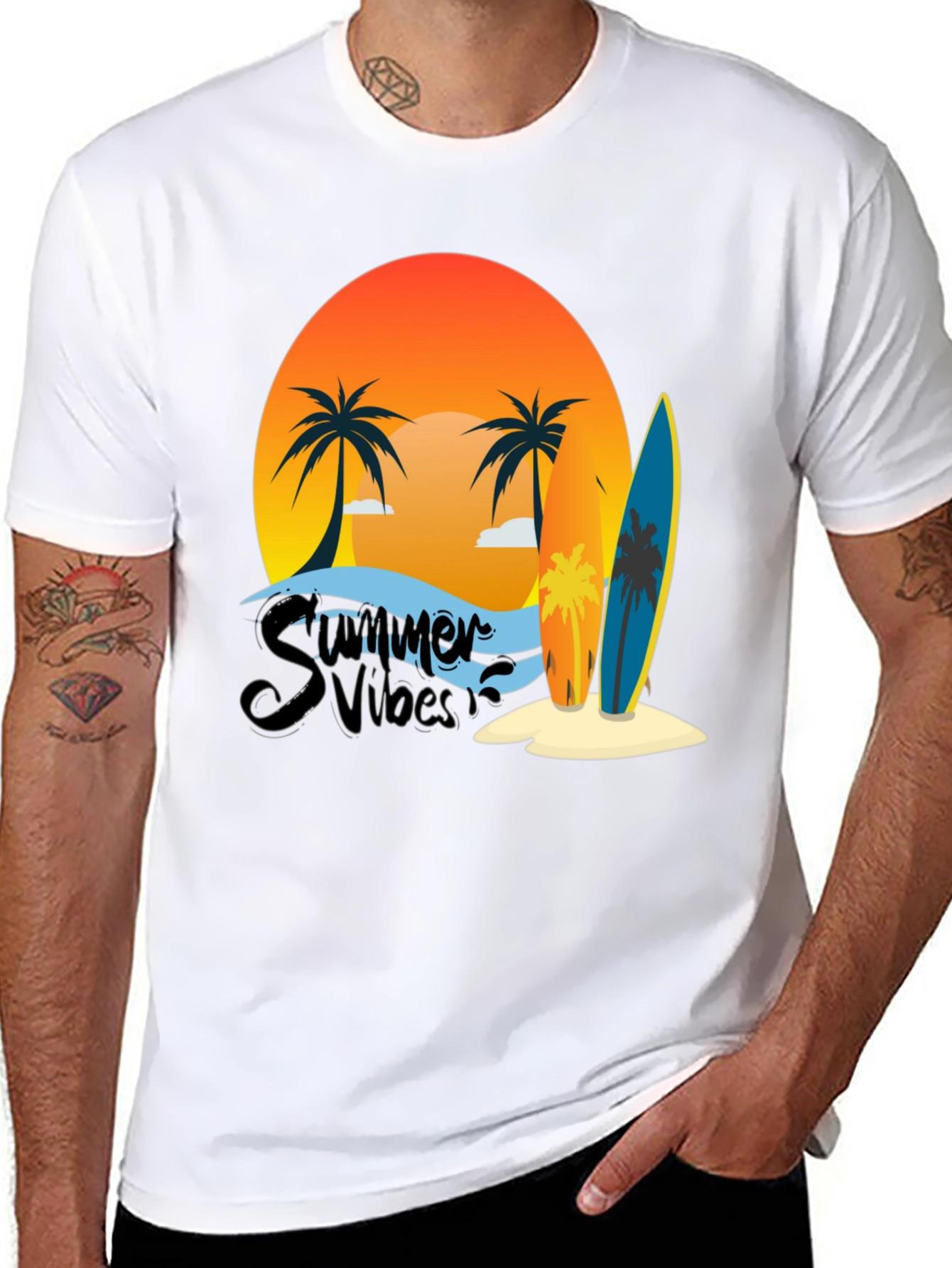 Summer Vibes Graphic Tee - Beach Surf T-Shirt