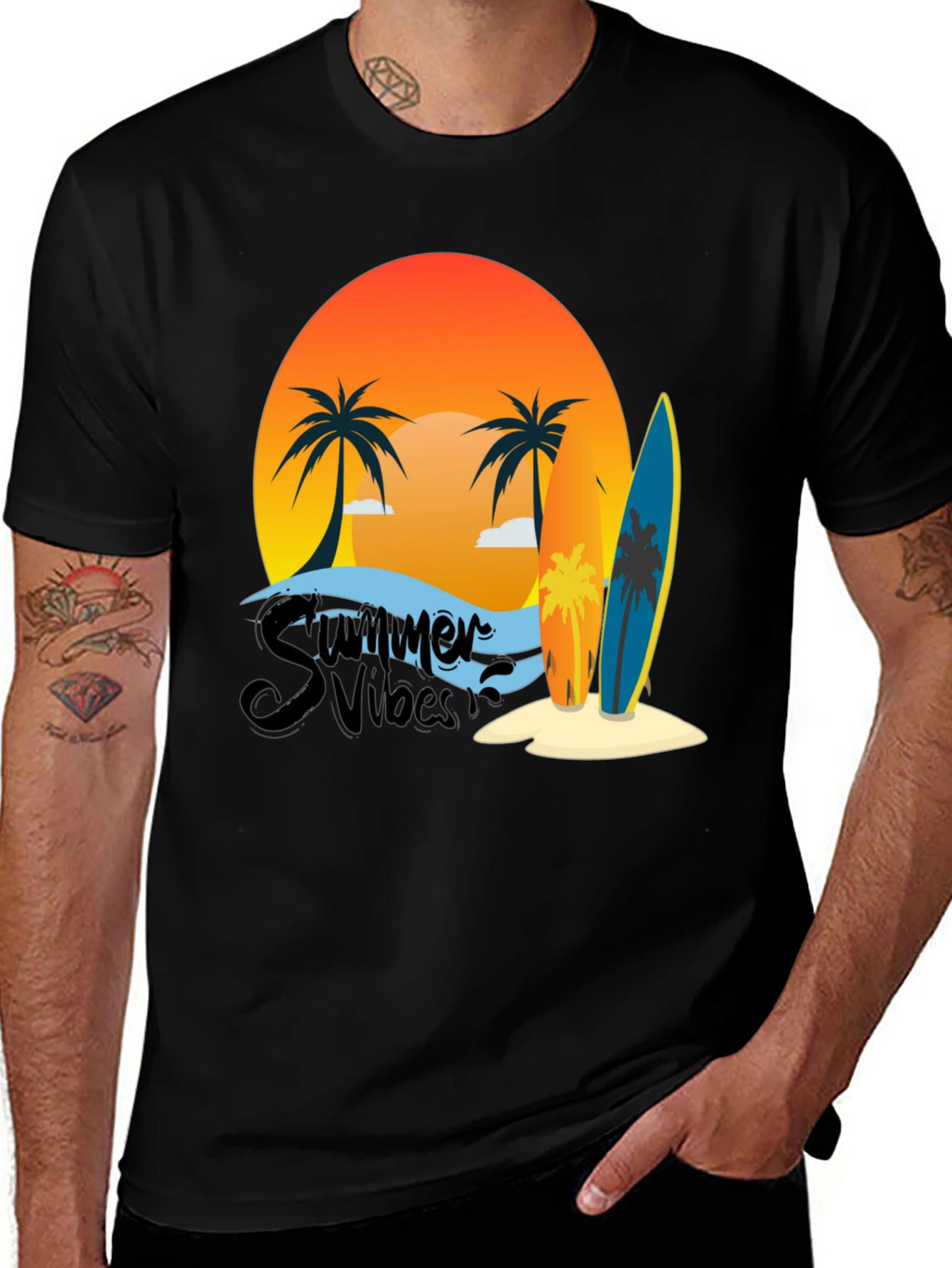 Summer Vibes Graphic Tee - Beach Surf T-Shirt