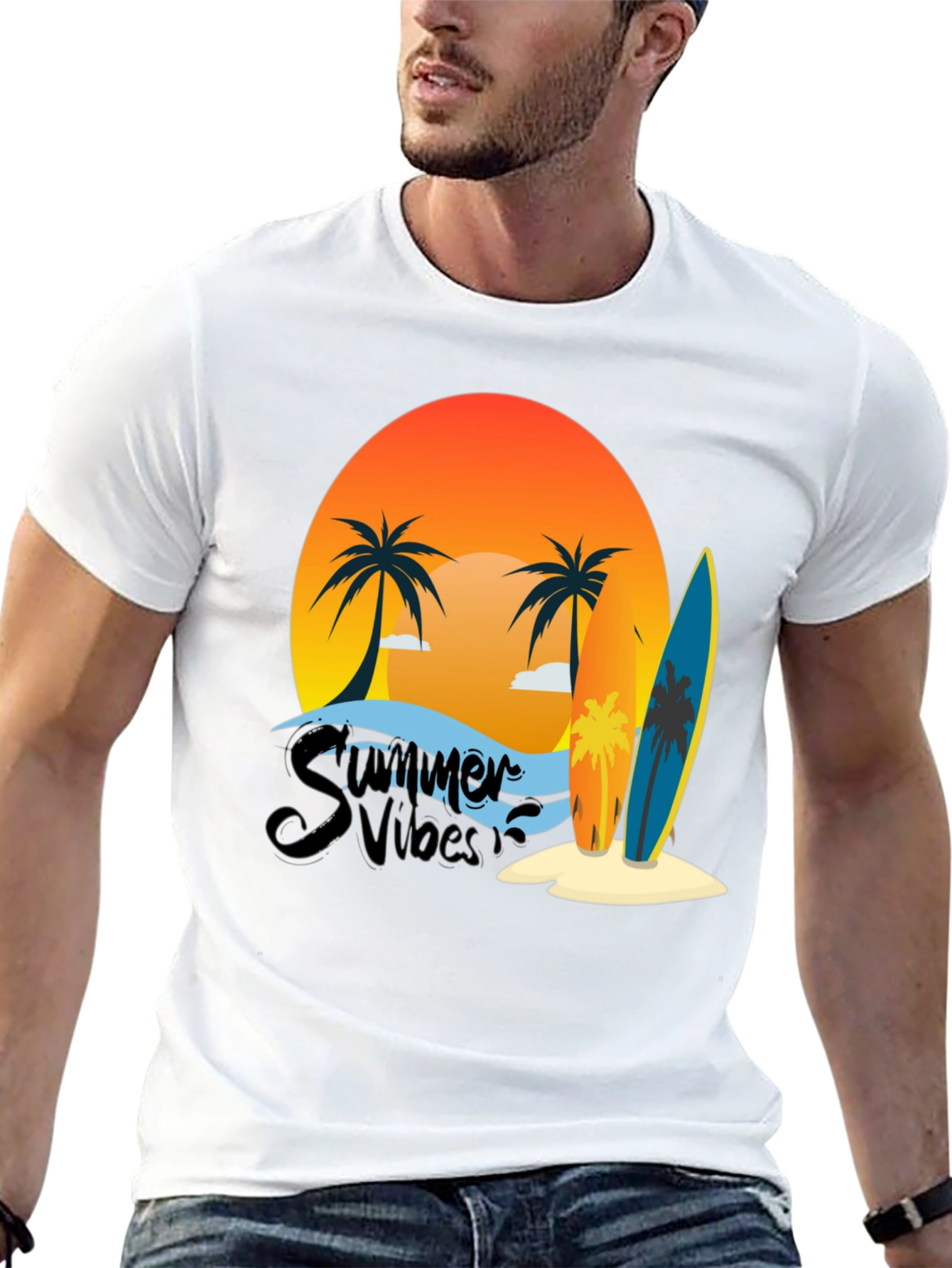 Summer Vibes Graphic Tee - Beach Surf T-Shirt