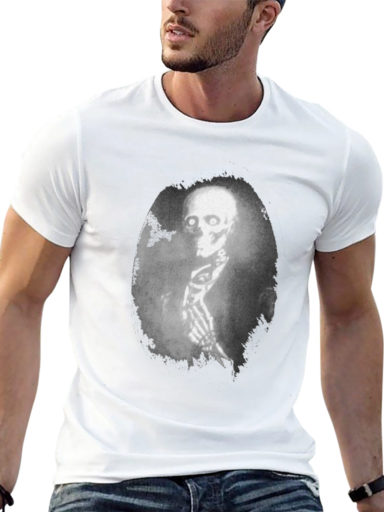 Creepy Skeleton Graphic Black T-Shirt