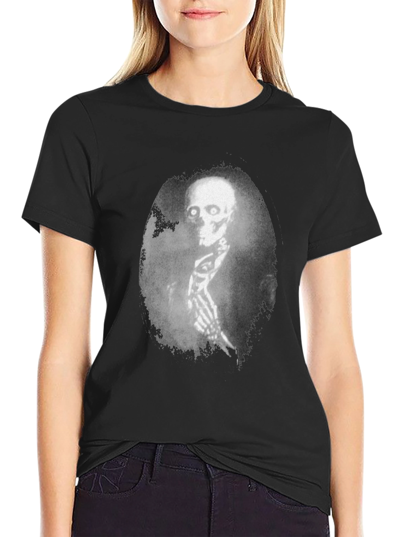 Creepy Skeleton Graphic Black T-Shirt
