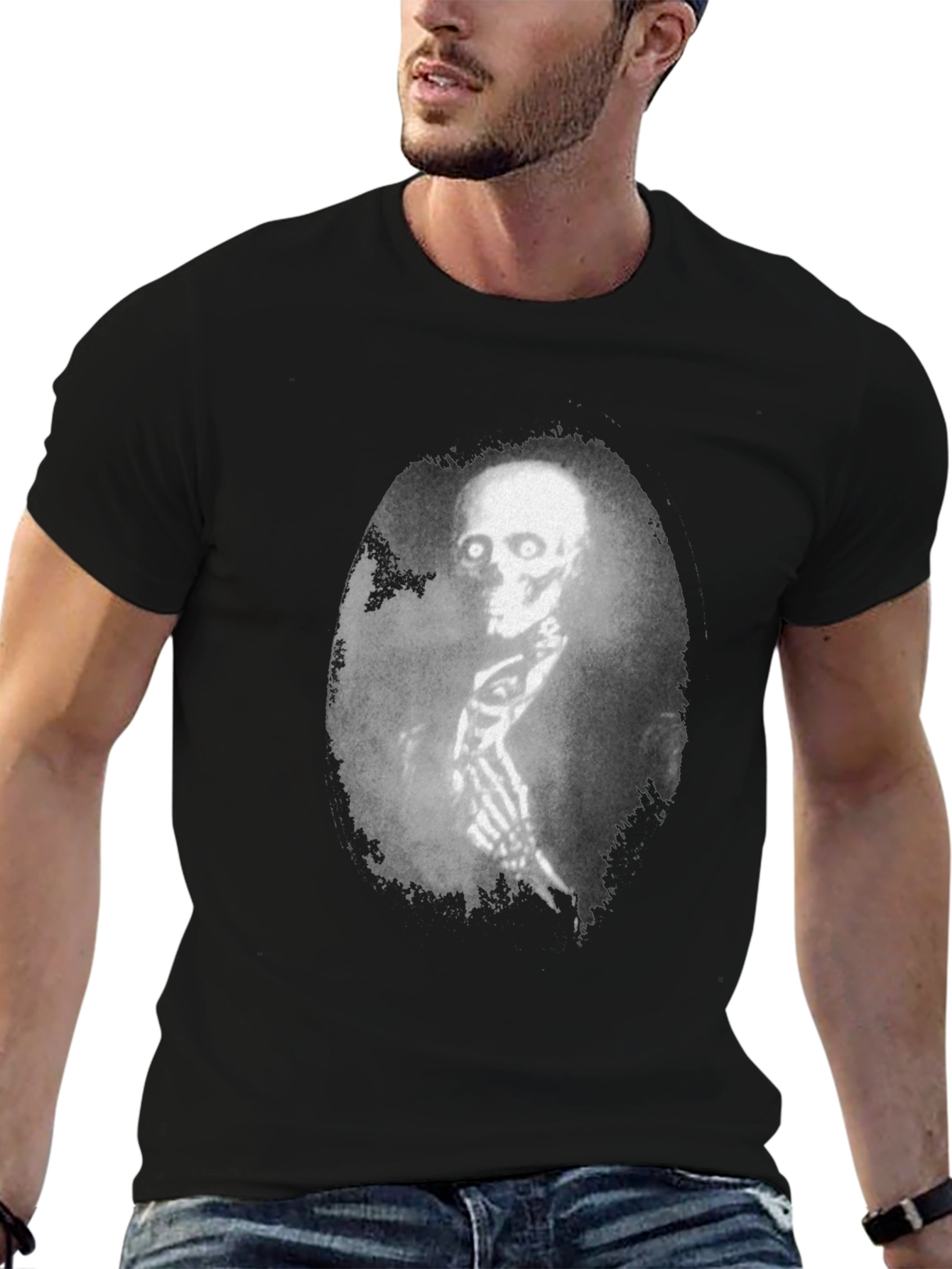 Creepy Skeleton Graphic Black T-Shirt