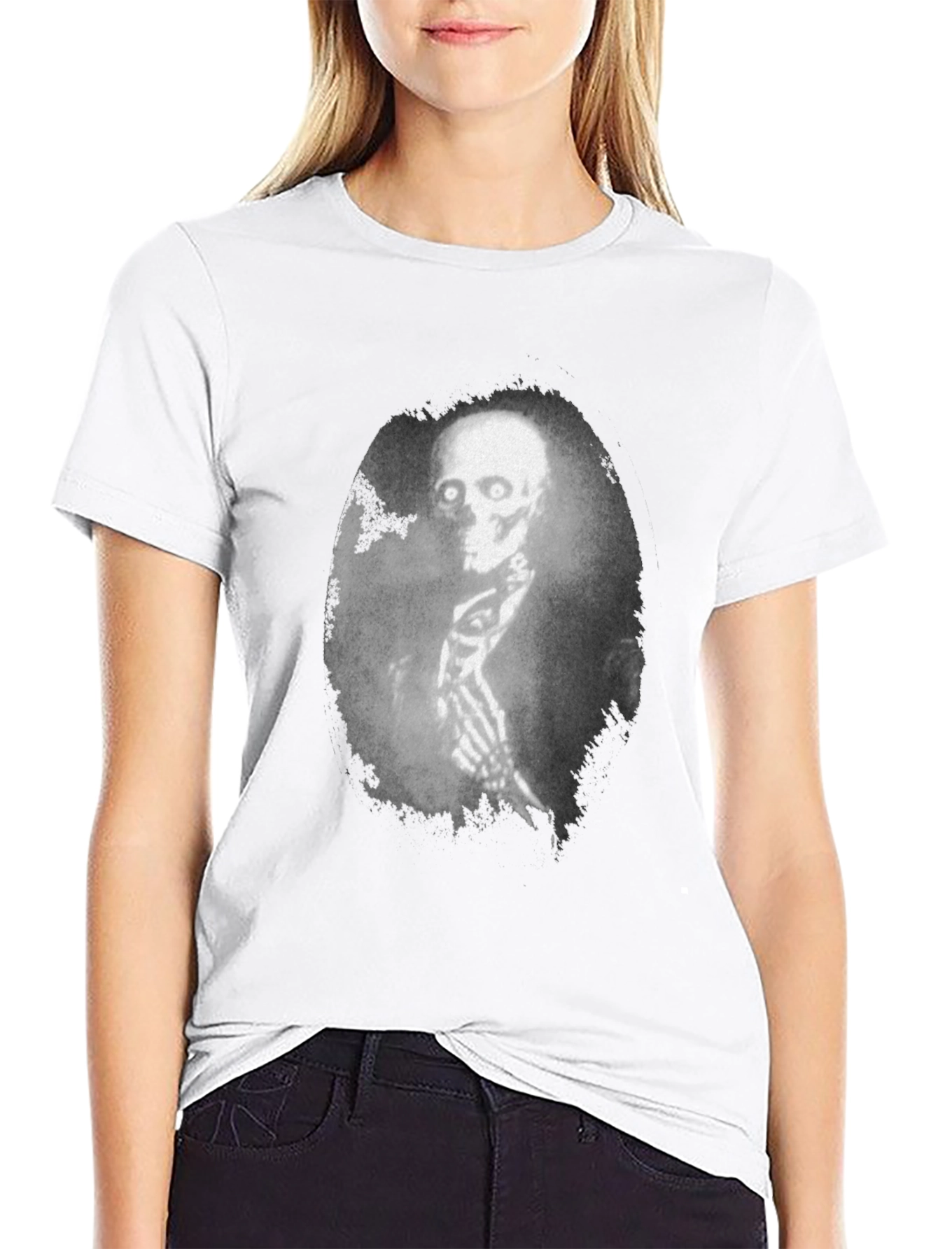 Creepy Skeleton Graphic Black T-Shirt