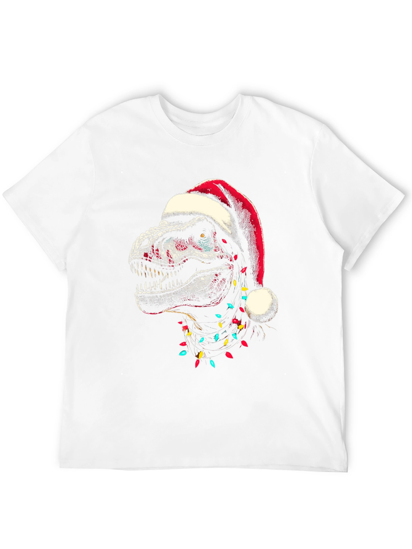 Dino Christmas T-Shirt - Santa Hat Trex